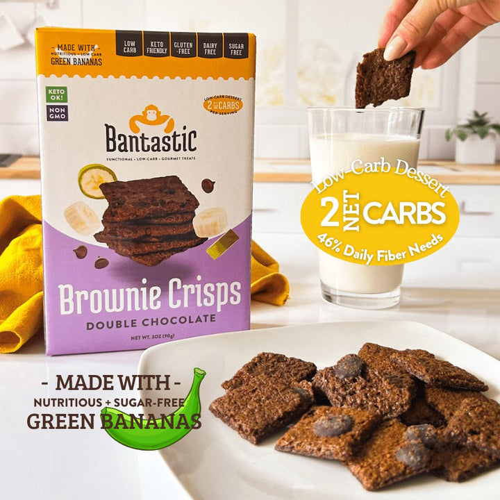 BANTASTIC - Brownie Crisps - DOUBLE CHOCOLATE - 6 Unit, 03oz. (90g) Each - Sugar Free - Eat Bantastic