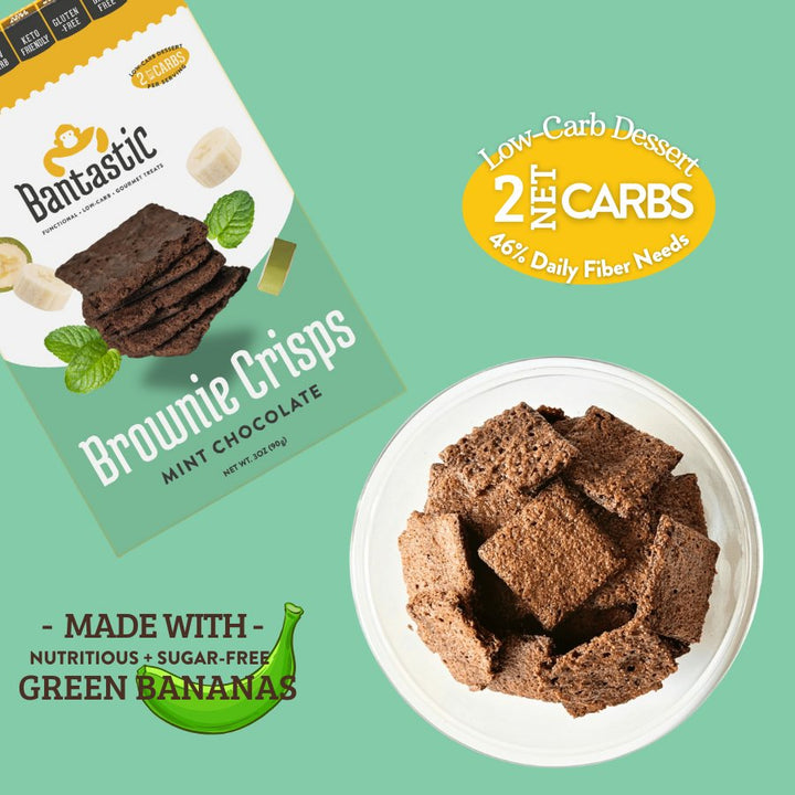 BANTASTIC - Brownie Crisps - MINT CHOCOLATE - 6 Unit, 3oz. (90g) Each - Sugar Free - Eat Bantastic